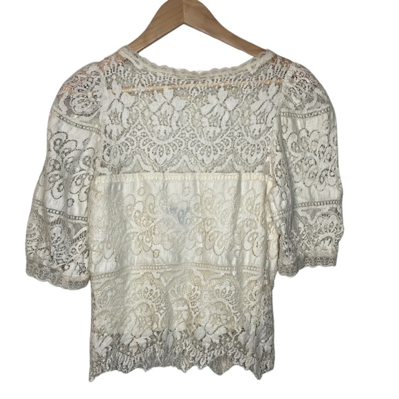 JAFF by Carol Anderson vintage lace and cotton 3/4 sleeve blouse  small - Picture 2 of 3